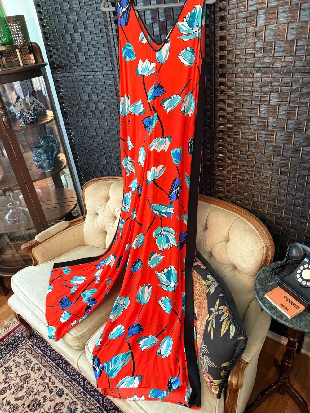❤️ Diane von Furstenberg Silk Floral Wide Leg Jumpsuit Palazzo Romper Size 4 - Picture 6 of 10